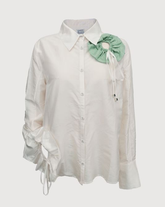 Floral Appliqué Button-Down Shirt