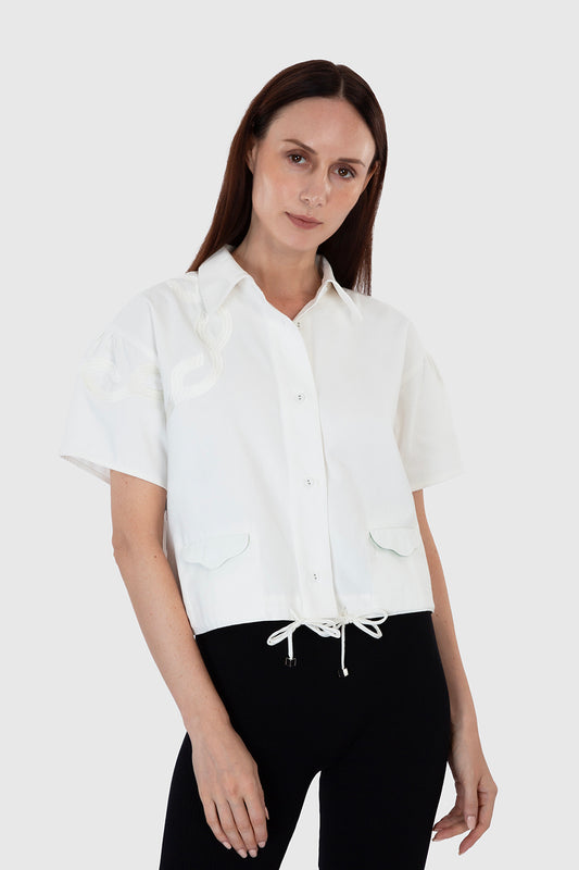 Short Embroidered Shirt Jacket